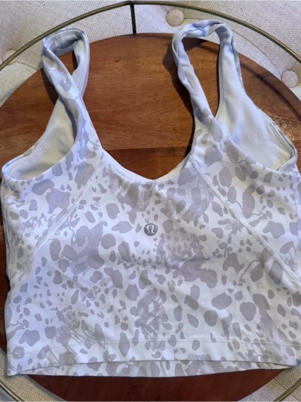 lululemon athletica White and Light Gray Leopard Print Sports Bra Tank